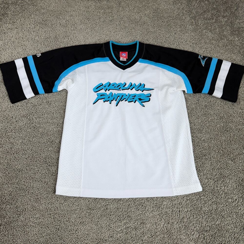 Carolina Panthers Jersey Girls Youth Medium 12/14 White Blue NFL Football Kids